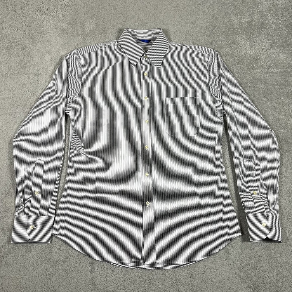 Teddy Stratford Shirt Mens 1 small White Gray Button Up Long Sleeve Hidden Zip